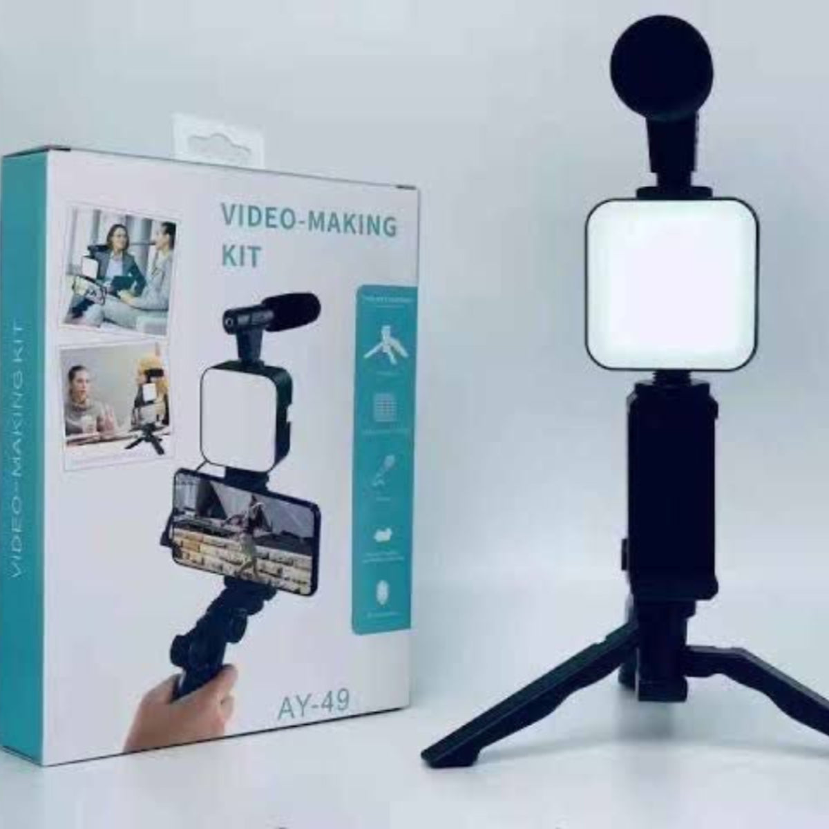 Kit De Video Portátil Con Micrófono Y Luz Led + Trípode